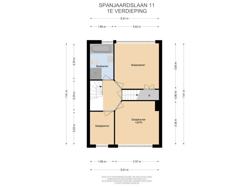 Bekijk plattegrond van 1E Verdieping van Spanjaardslaan 11