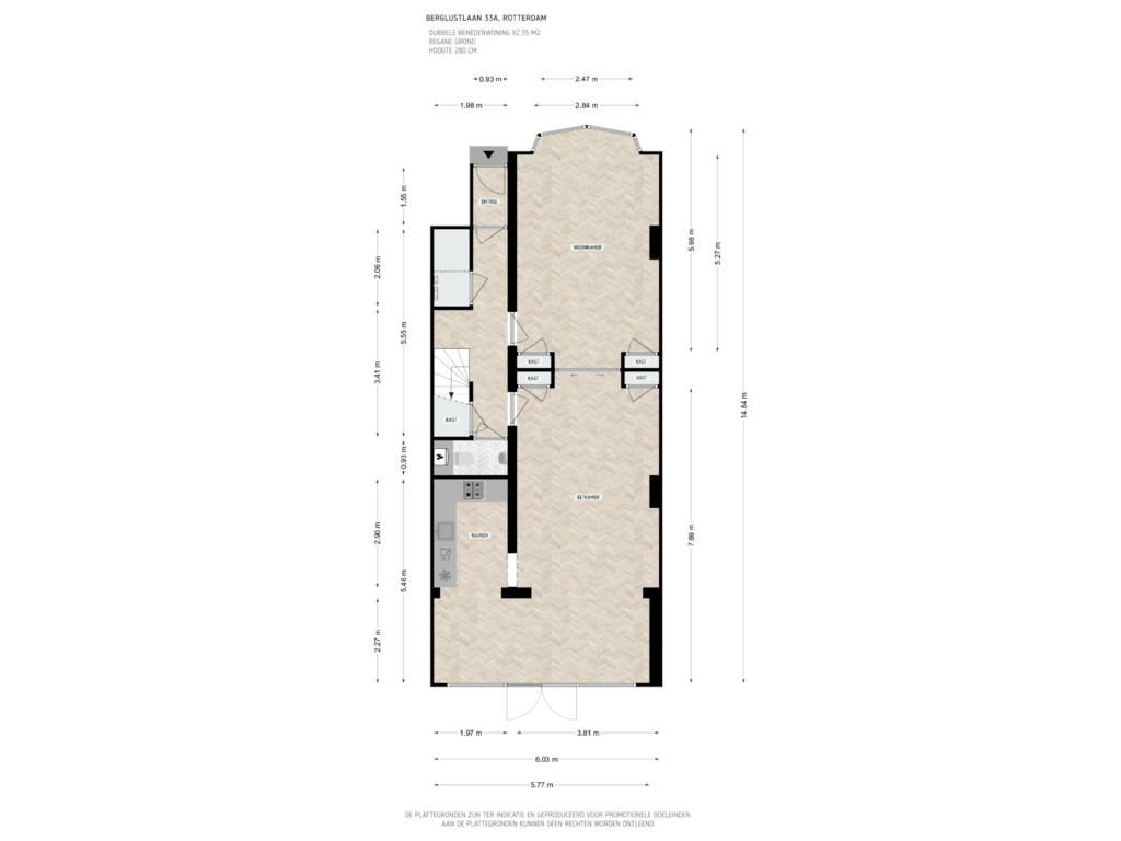 View floorplan of Begane grond of Berglustlaan 33-A