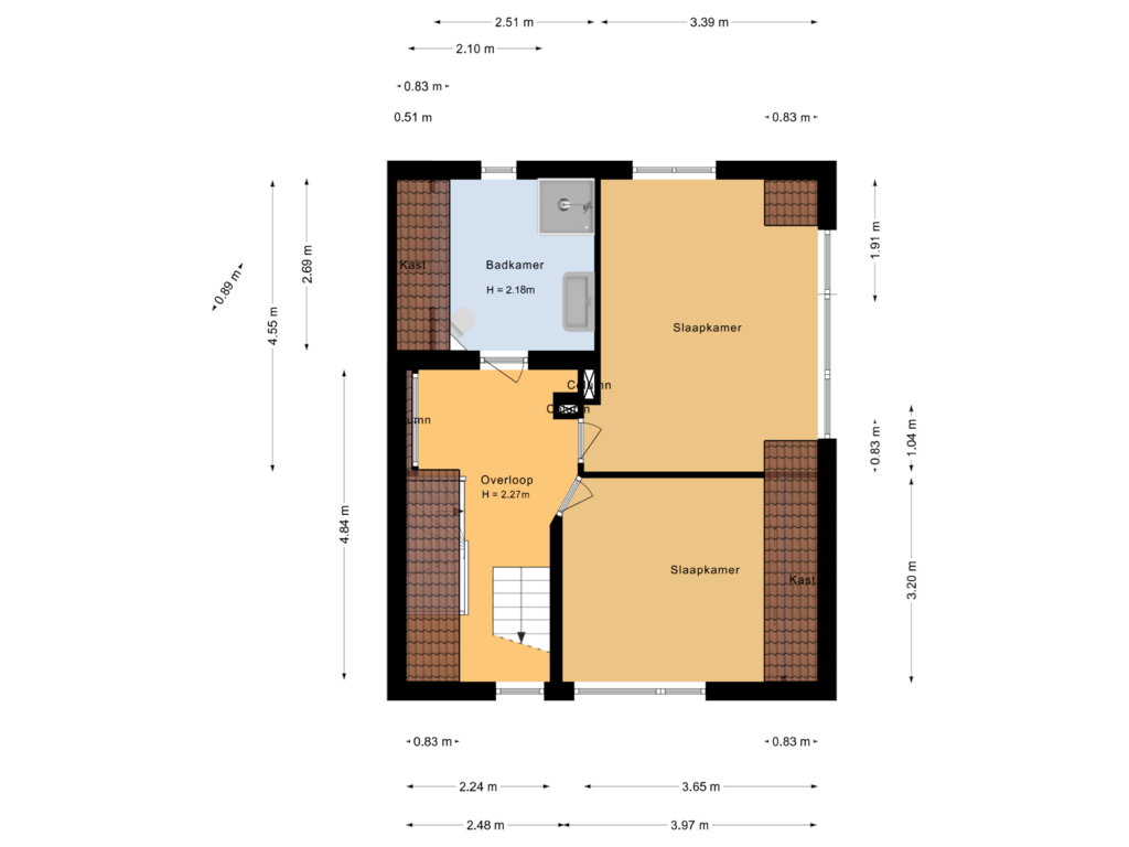 View floorplan of Eerste verdieping  of Heidelaan 1