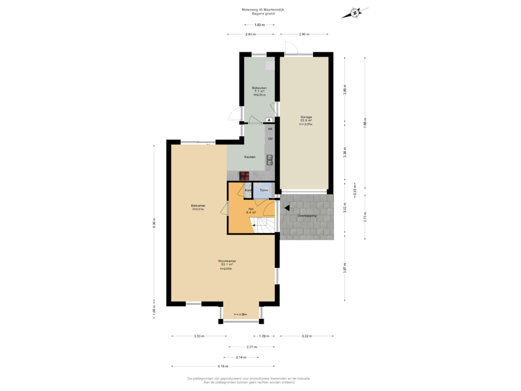 Bekijk plattegrond van Begane grond van Molenweg 45