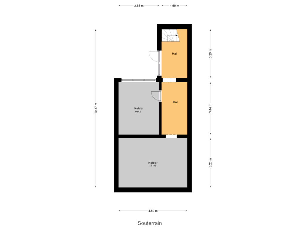 Bekijk plattegrond van Souterrain van Onder de Boompjes 71