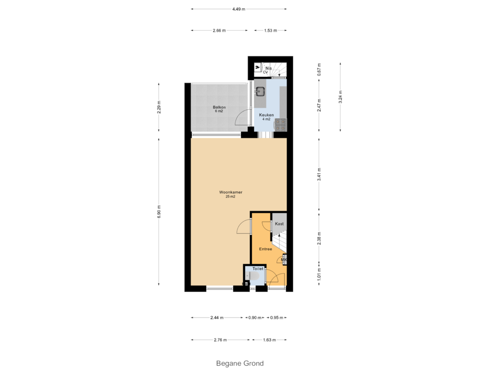 Bekijk plattegrond van Begane Grond van Onder de Boompjes 71