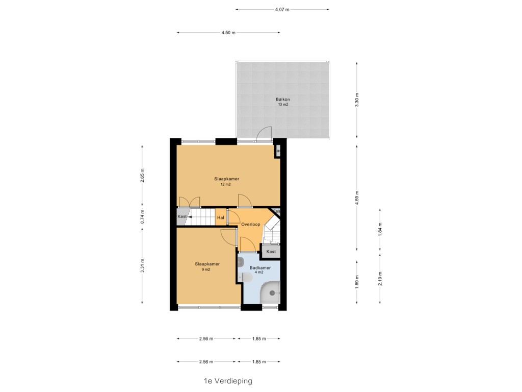 Bekijk plattegrond van 1e Verdieping van Onder de Boompjes 71