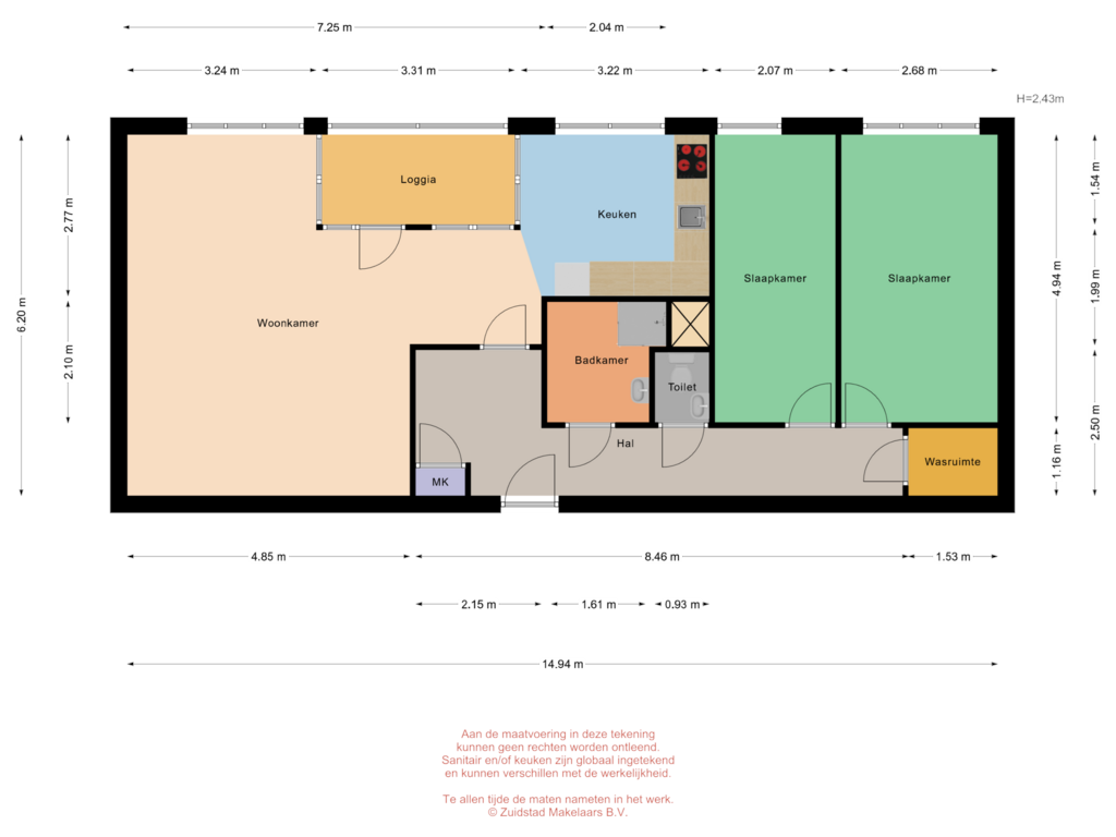 Bekijk plattegrond van Kees Pijlstraat 52 - 6e verdieping van Kees Pijlstraat 52