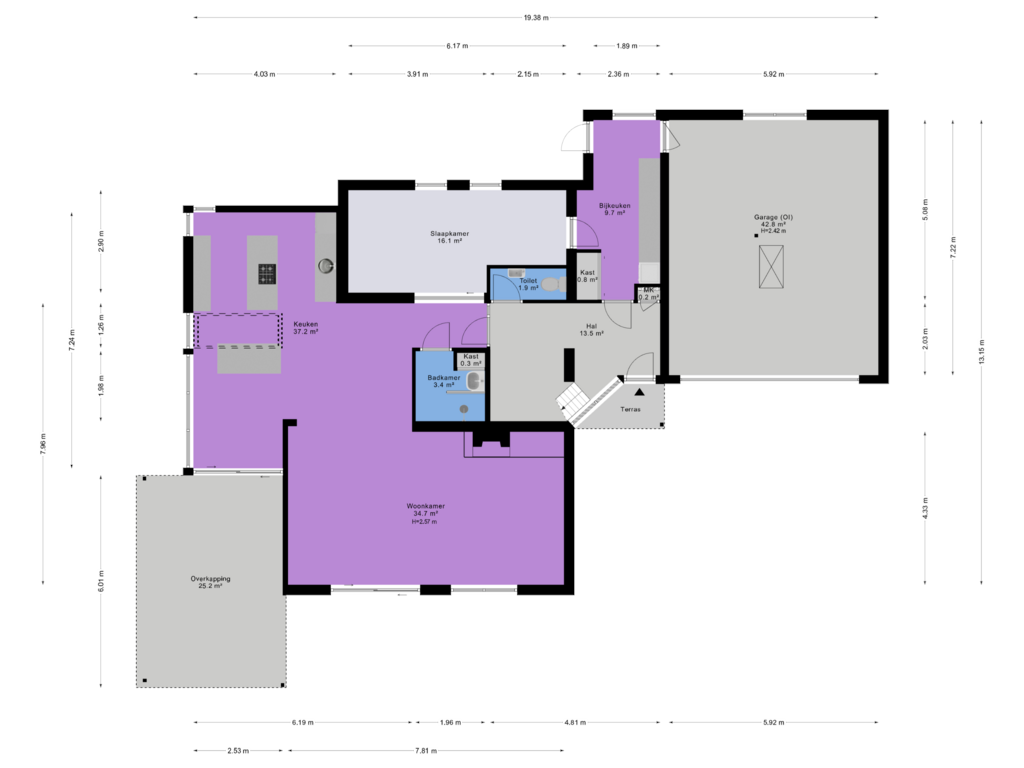 View floorplan of Begane grond of Midwolderweg 70