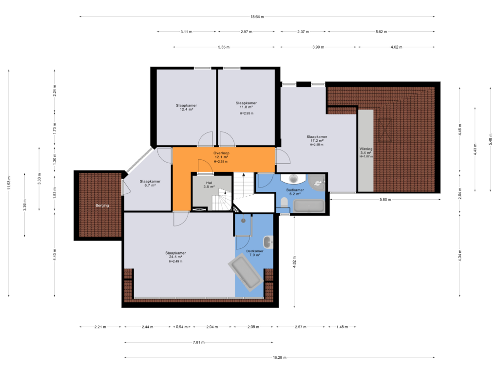 View floorplan of Eerste verdieping of Midwolderweg 70