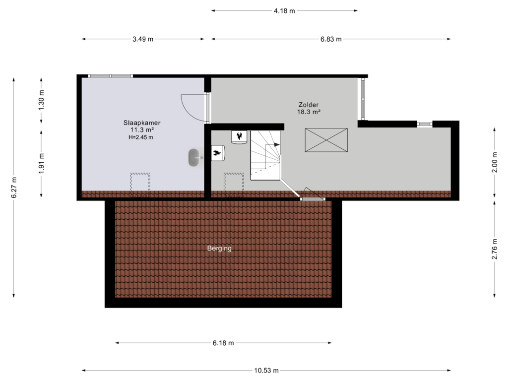 View floorplan of Tweede verdieping of Midwolderweg 70