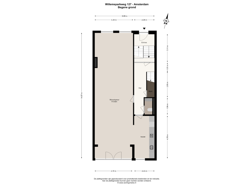 Bekijk plattegrond van Begane grond van Willemsparkweg 127