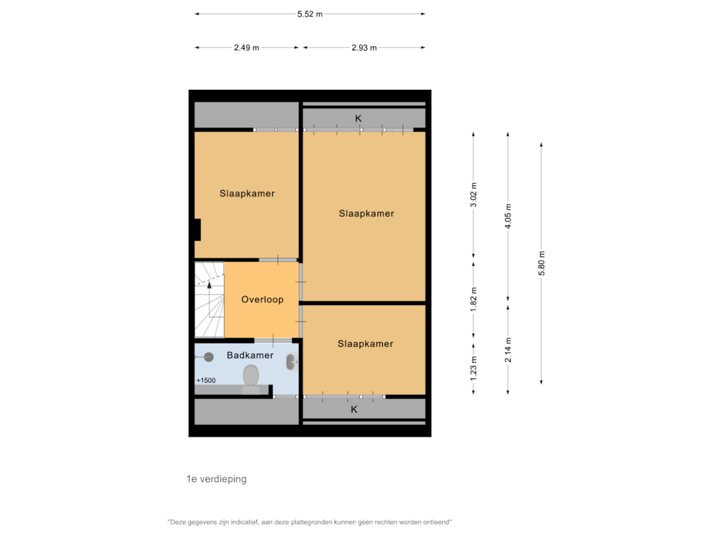 Bekijk plattegrond van 1e verdieping van Tuinstraat 7