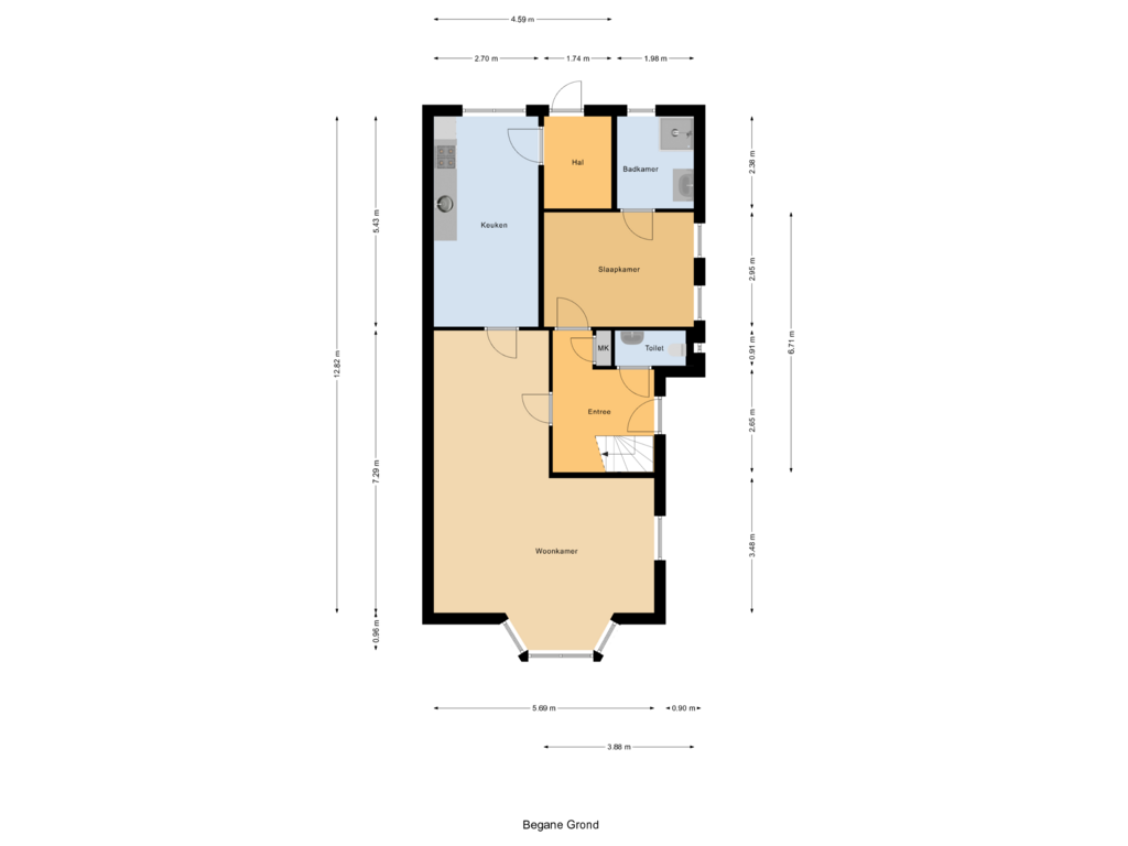 View floorplan of Begane Grond of Gilzeweg 43