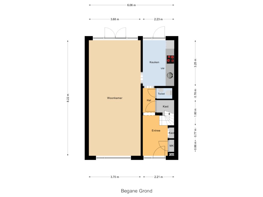 View floorplan of Begane Grond of Kerkakkers 12