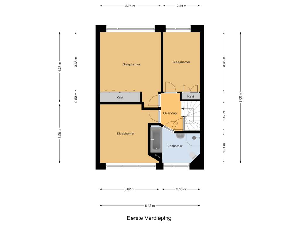 View floorplan of Eerste Verdieping of Kerkakkers 12