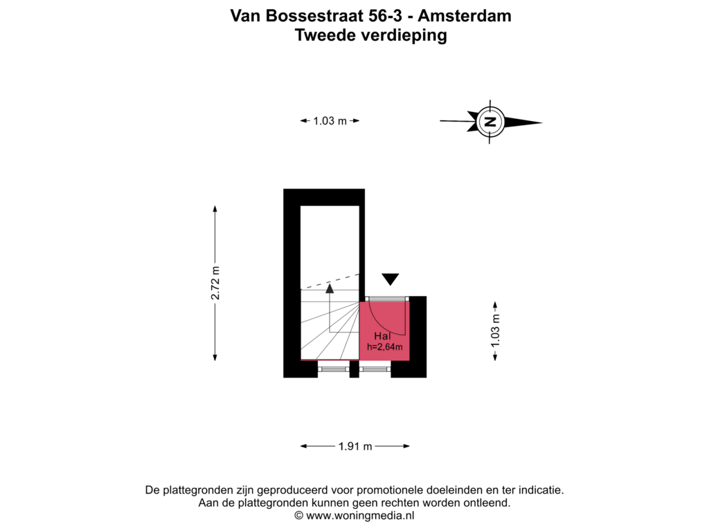 Bekijk plattegrond van Tweede verdieping van Van Bossestraat 56-3