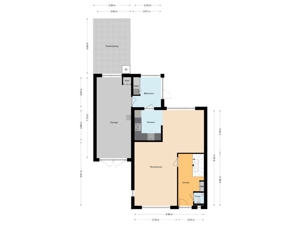 Bekijk plattegrond van Begane grond van Korenstraat 116