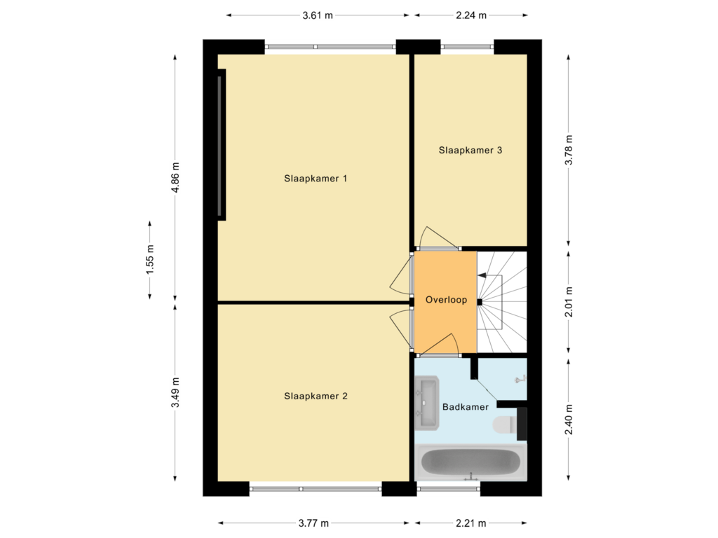 Bekijk plattegrond van Eerste verdieping van Korenstraat 116