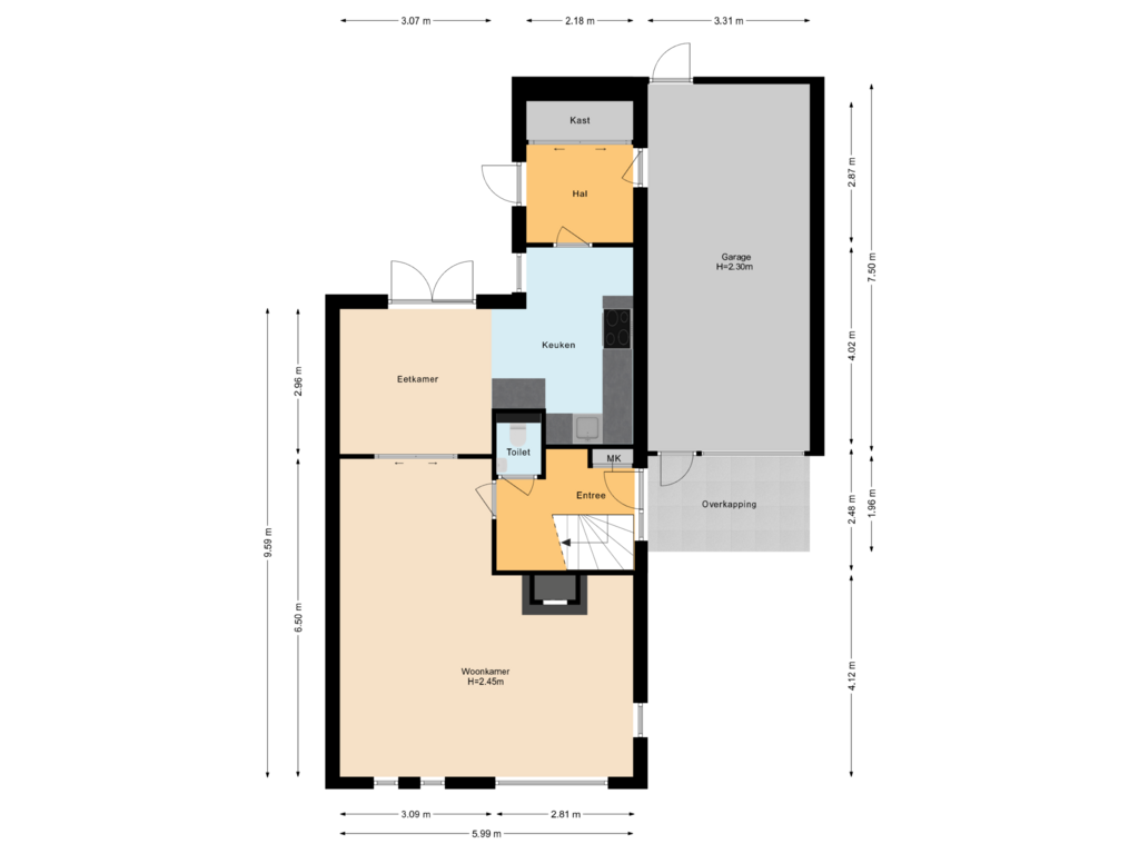 Bekijk plattegrond van Begane grond van Steven Kraaijstraat 25