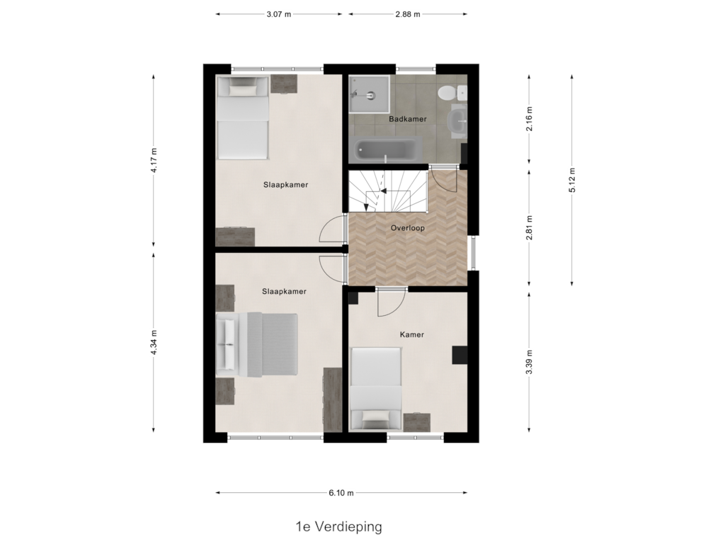 Bekijk plattegrond van 1e Verdieping van Ambtstraat 1