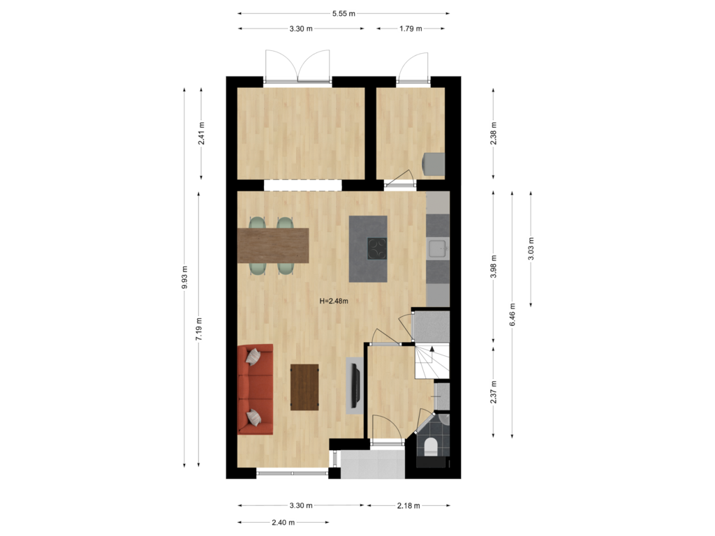 View floorplan of Begane grond of Klaver 17