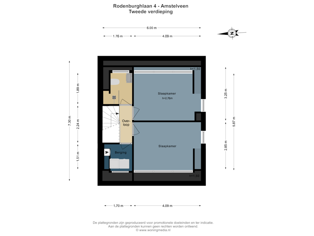 Bekijk plattegrond van Tweede verdieping van Rodenburghlaan 4