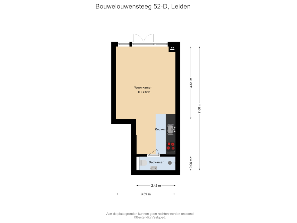 Bekijk plattegrond van Begane grond 52-D van Bouwelouwensteeg 52-D