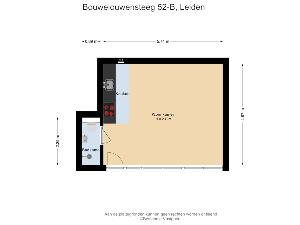 Bekijk plattegrond van Begane grond 52-B van Bouwelouwensteeg 52-B