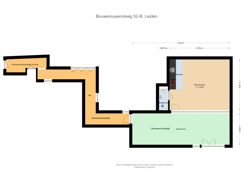 Bekijk plattegrond van Situatie 52-B van Bouwelouwensteeg 52-B