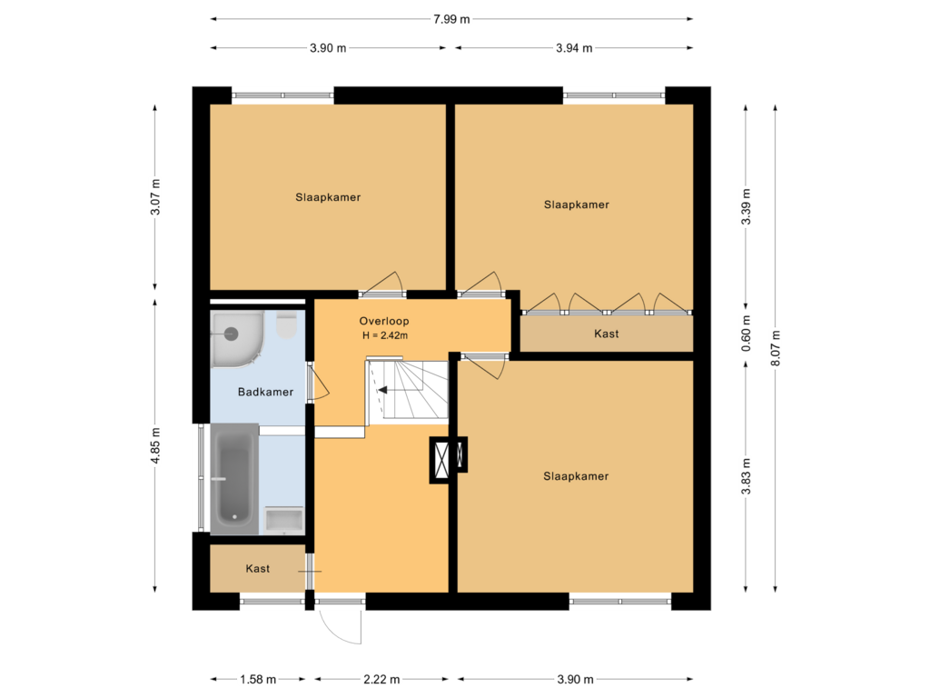 Bekijk plattegrond van Eerste verdieping van Bavostraat 114