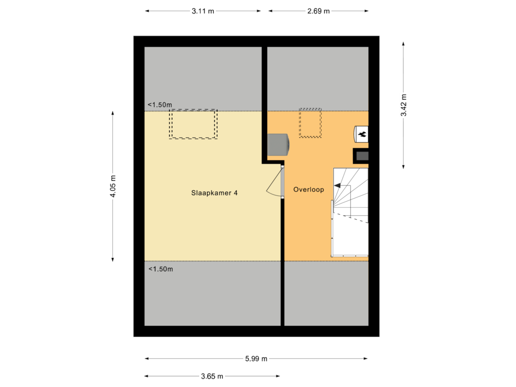 Bekijk plattegrond van Tweede verdieping van Jean Henri Dunantstraat 49