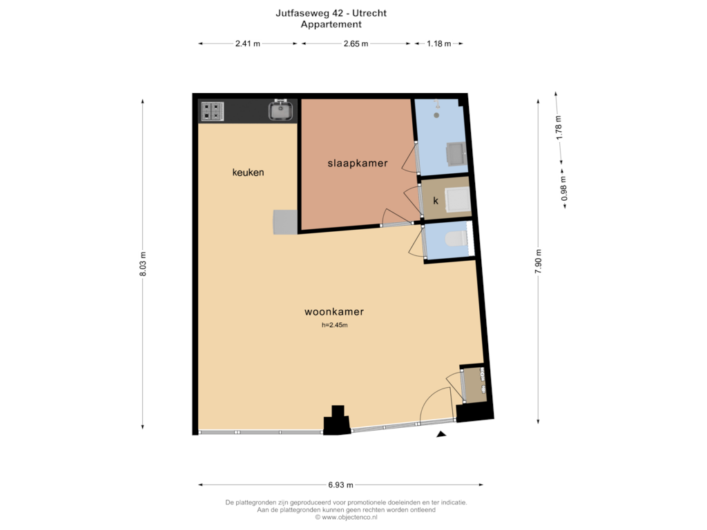 View floorplan of Appartement of Jutfaseweg 42