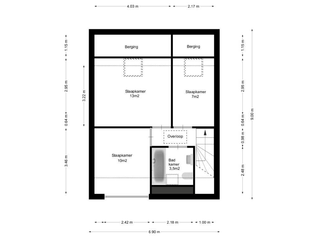 Bekijk plattegrond van 1e verdieping van Anjerlaan 91