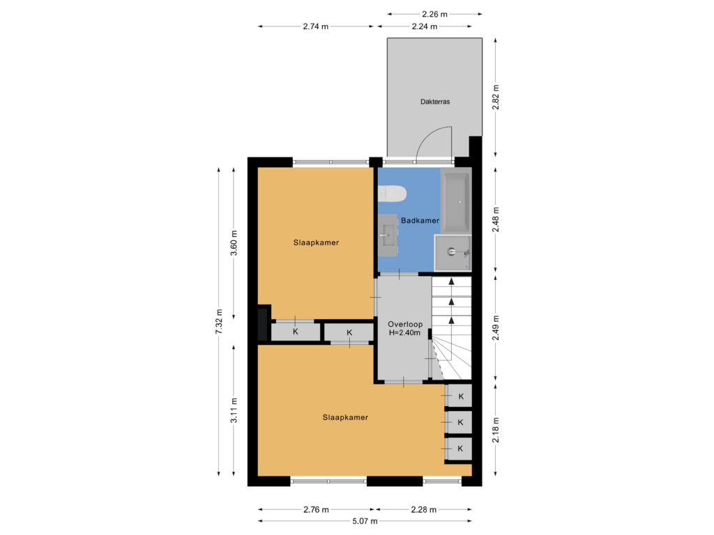 Bekijk plattegrond van Eerste verdieping van Voormeulenweg 68