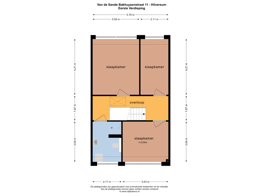 Bekijk plattegrond van EERSTE VERDIEPING van Van de Sande Bakhuyzenstraat 11