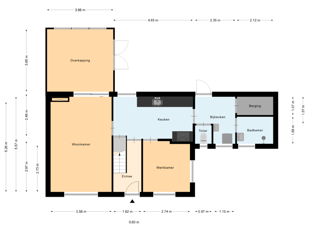 View floorplan of Begane Grond of Vlasrootweg 5