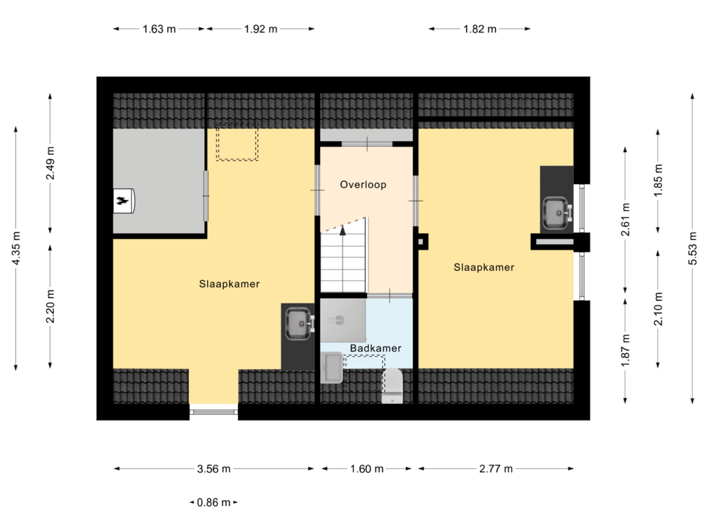 View floorplan of 1e Verdieping of Vlasrootweg 5