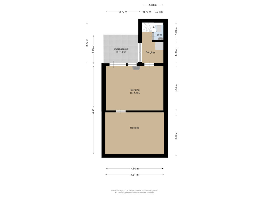 Bekijk plattegrond van Souterrain van Onder de Boompjes 67