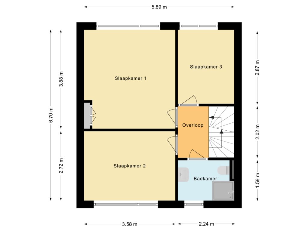 View floorplan of Eerste verdieping of Schepenstraat 23