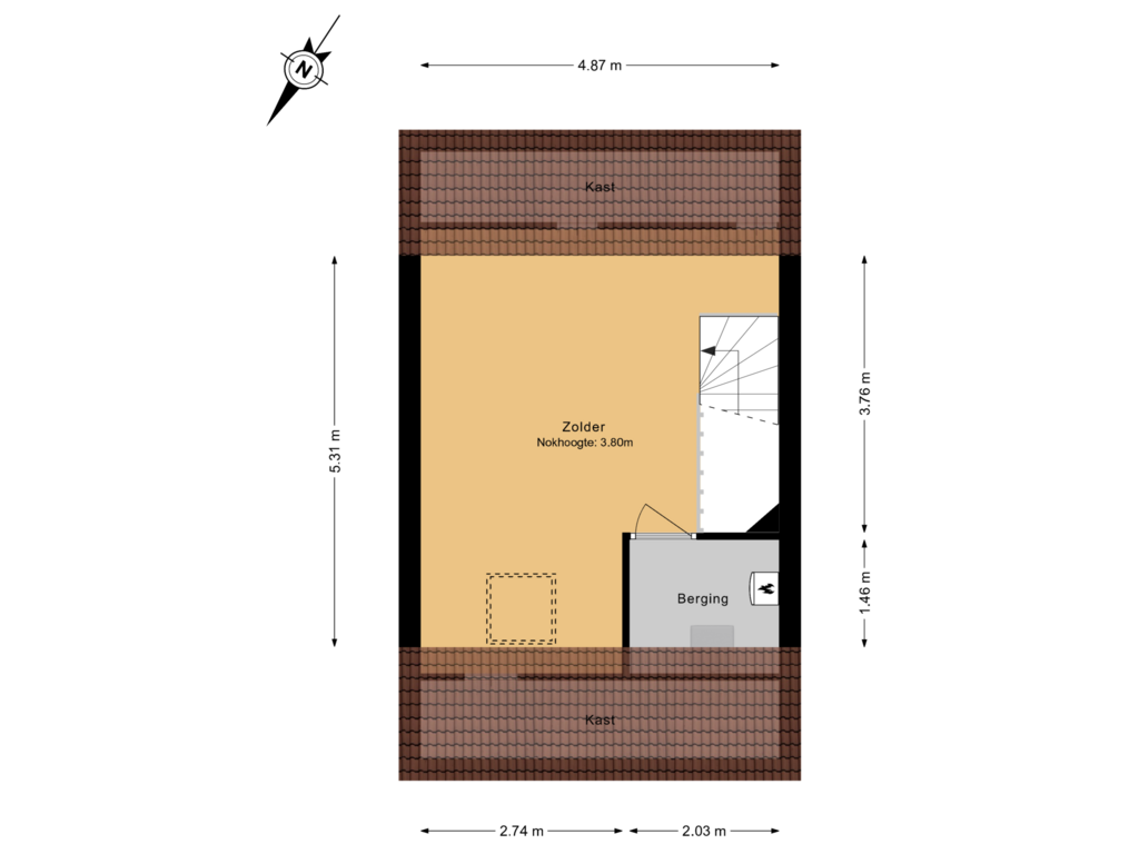 View floorplan of 2e verdieping of Aletta Rutgersstraat 50