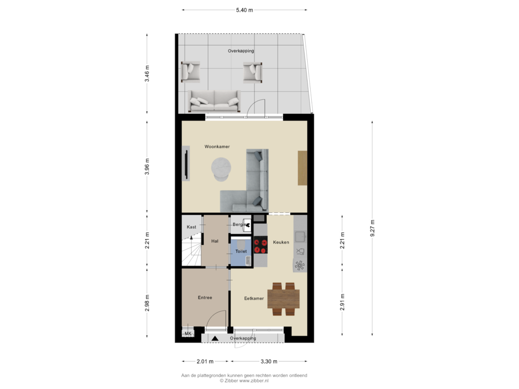 Bekijk plattegrond van Begane grond van Bernard Zweersstraat 4