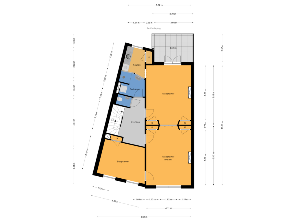 Bekijk plattegrond van 2e Verdieping van Groot Hertoginnelaan 119