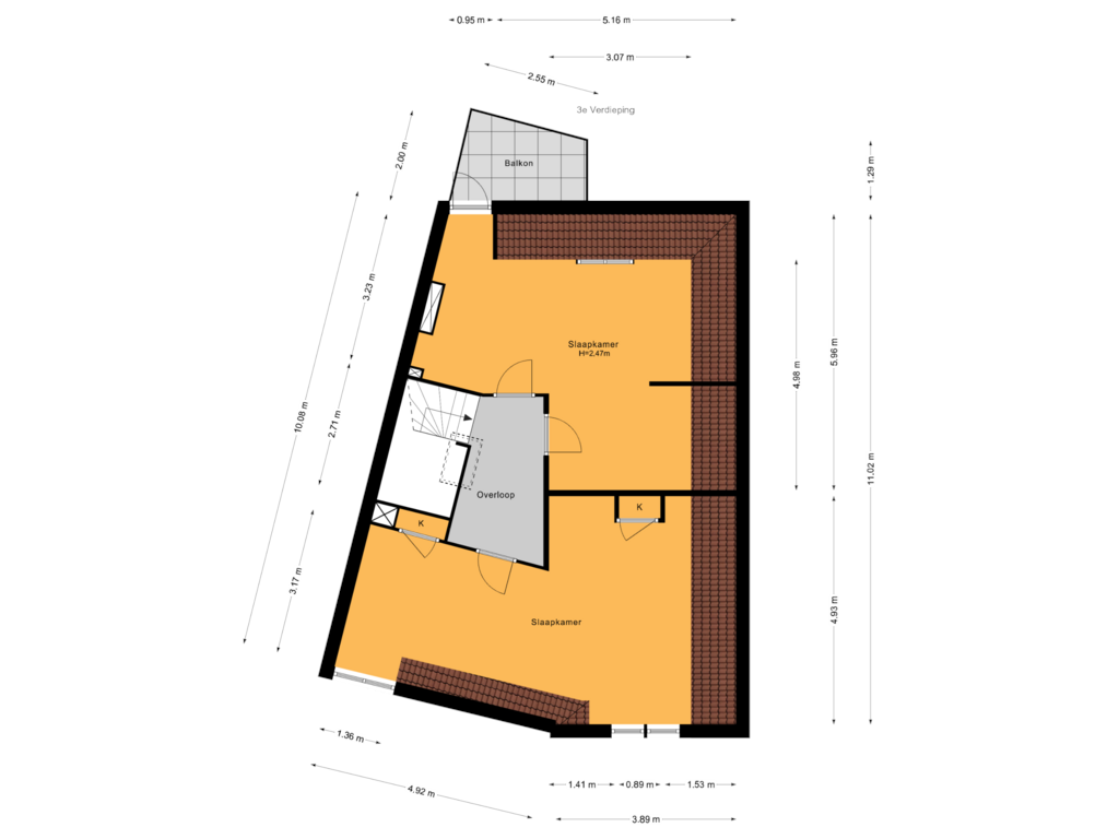 Bekijk plattegrond van 3e Verdieping van Groot Hertoginnelaan 119