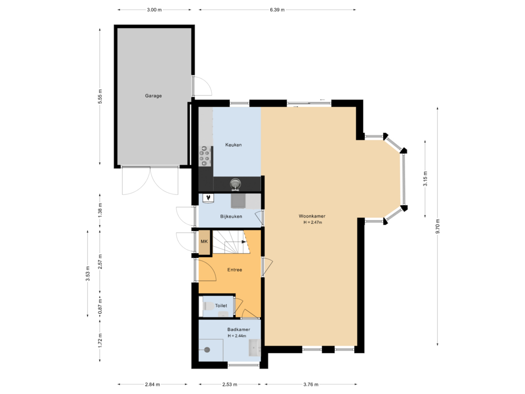 Bekijk plattegrond van Begane grond van Droge Wijmersweg 5-277