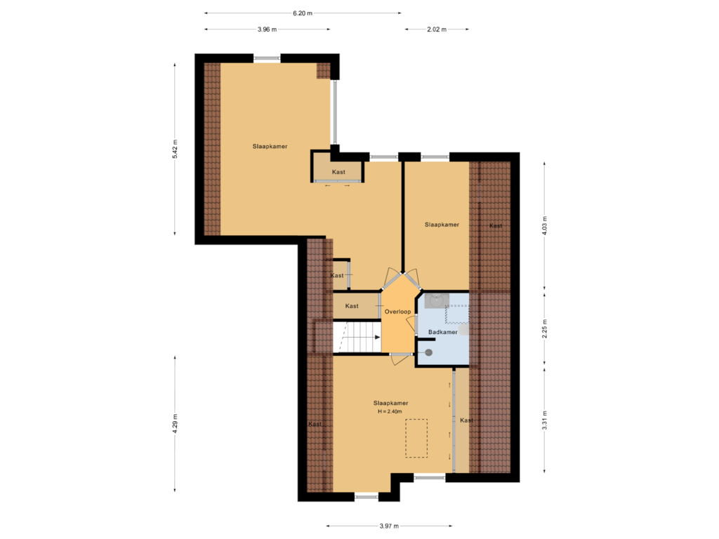 Bekijk plattegrond van Eerste verdieping van Droge Wijmersweg 5-277