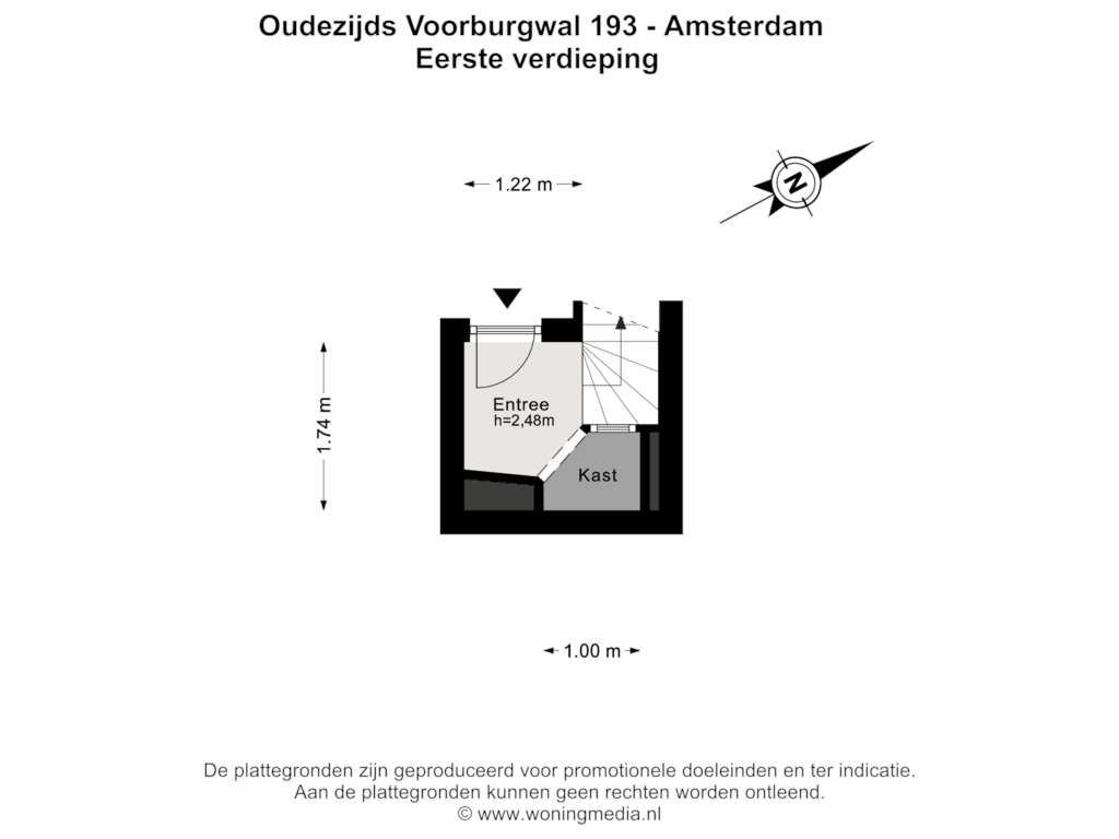 Bekijk plattegrond van Eerste verdieping van Oudezijds Voorburgwal 193-H