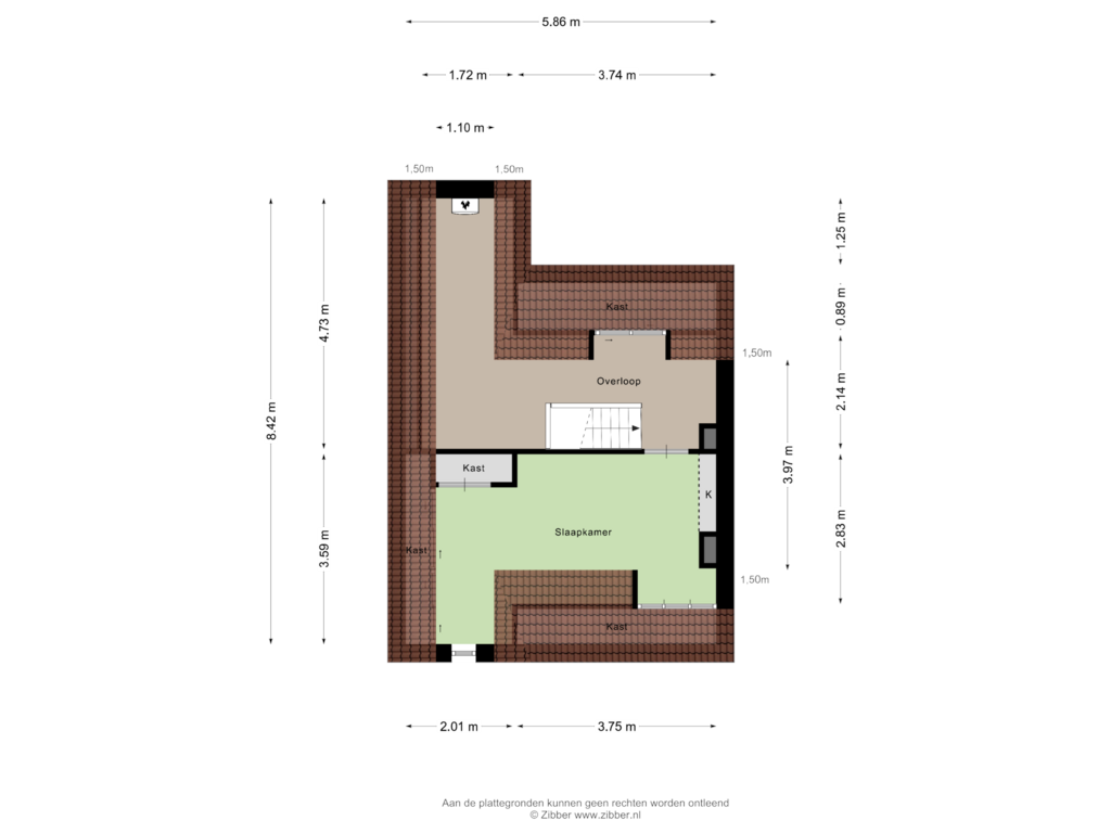 Bekijk plattegrond van Tweede verdieping van Azelmastraat 13