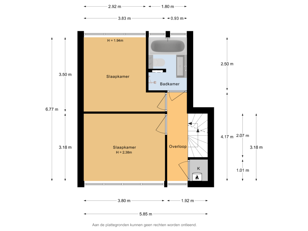 View floorplan of 1e Verdieping of Ampèrestraat 18