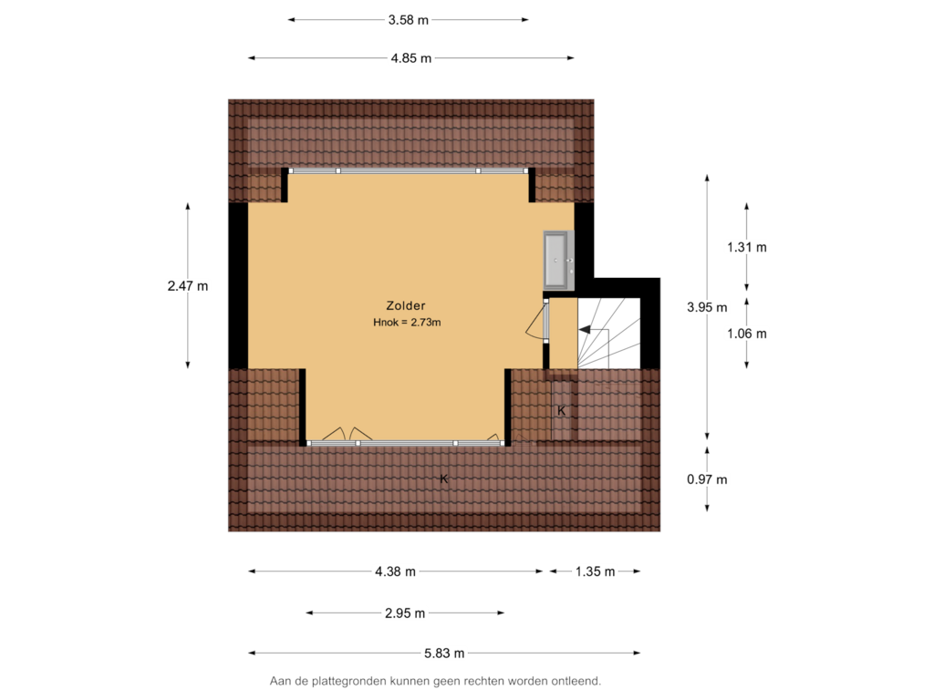 View floorplan of 2e Verdieping of Ampèrestraat 18