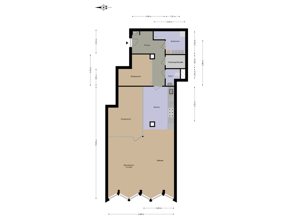 Bekijk plattegrond van 2e Verdieping van Surinamepad 154