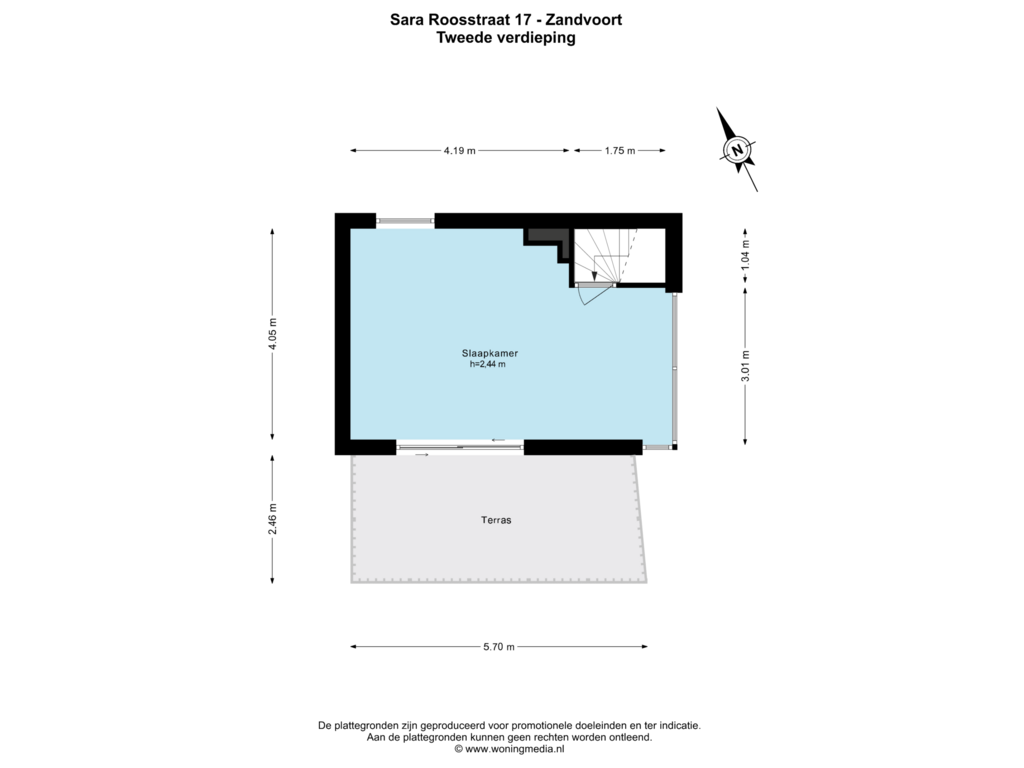 Bekijk plattegrond van Tweede verdieping van Sara Roosstraat 17