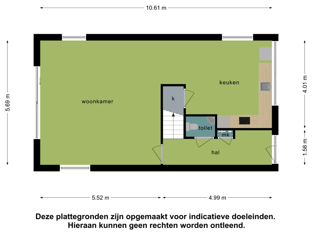 Bekijk plattegrond van begane grond van Stadswal 55-E