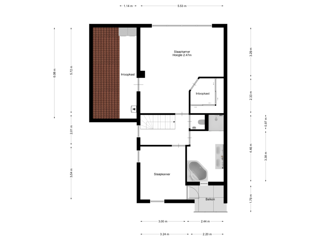 View floorplan of 1e verdieping of Eigendomweg 45